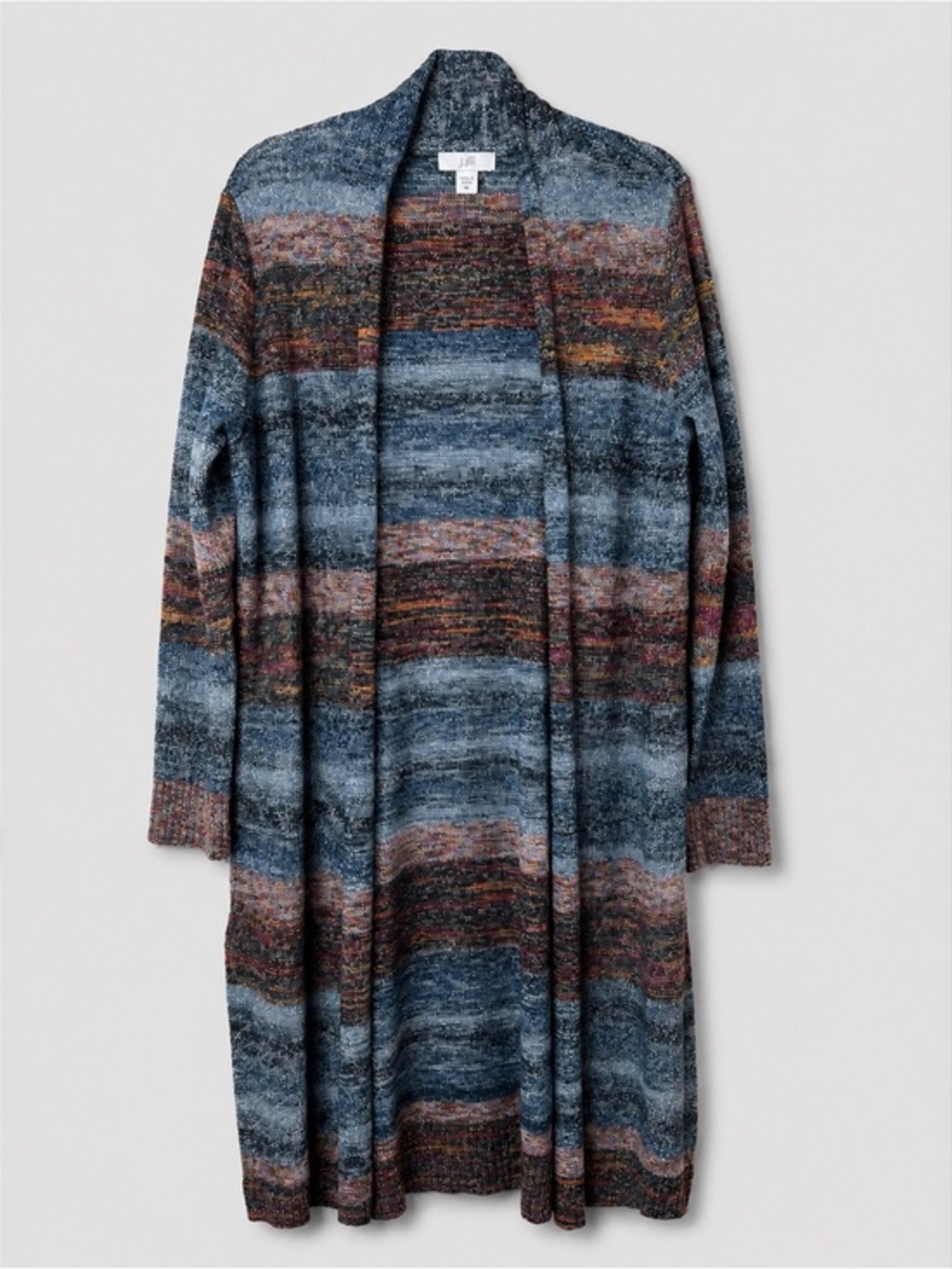 J. Jill Multicolor Space Dye Open Front Long Duster Cardigan Sweater